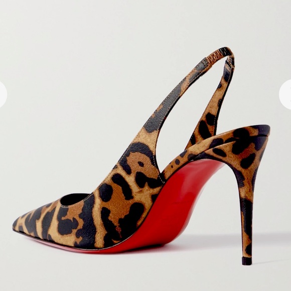 Christian Louboutin Leopard Print Kate Sling 85 - Picture 3 of 10